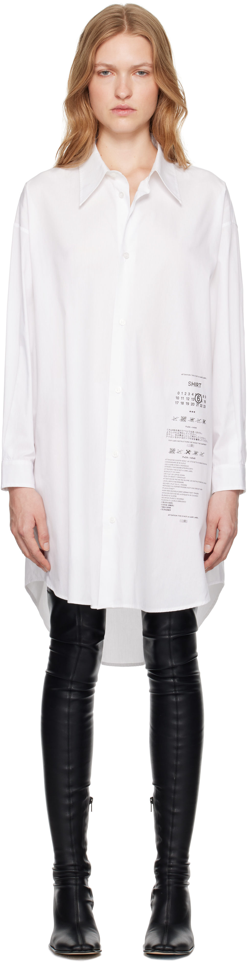 White Cotton Poplin Shirt Minidress by MM6 Maison Margiela