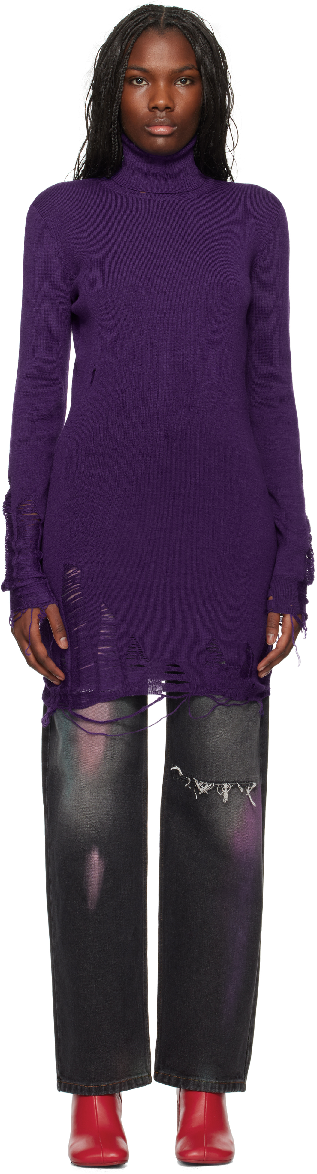 Shop Mm6 Maison Margiela Purple Distressed Minidress In 382 Purple