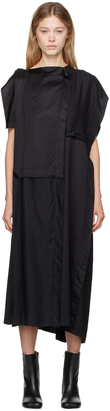 Mm6 Maison Margiela Single-sleeve Maxi Dress In 900 Black