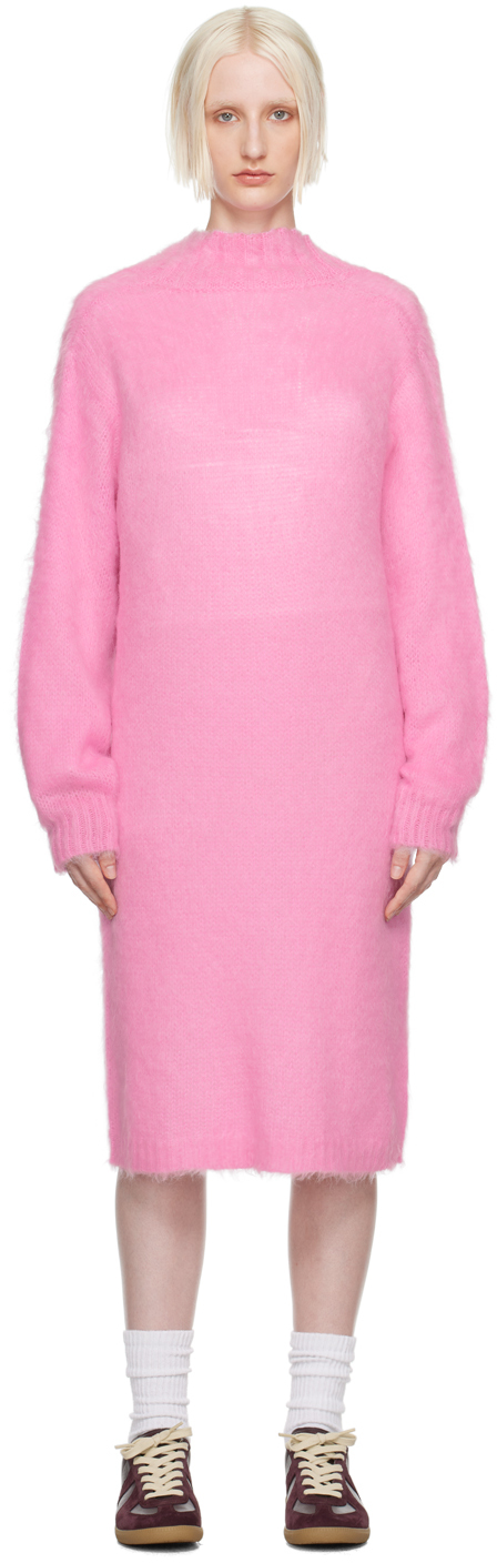 Mm6 Maison Margiela Pink Low Back Midi Dress In Rose-pink