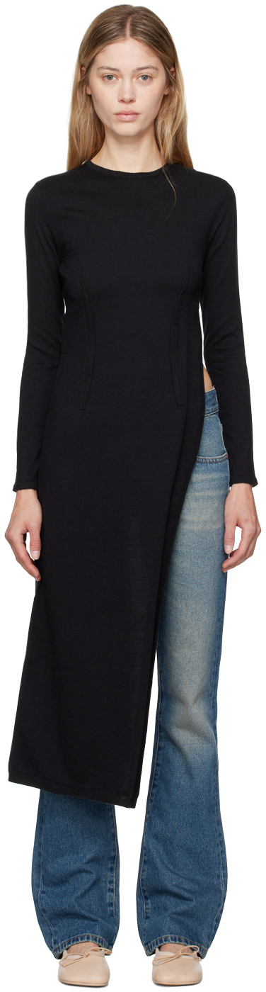 Mm6 Maison Margiela Black Slit Dress In 900 Black