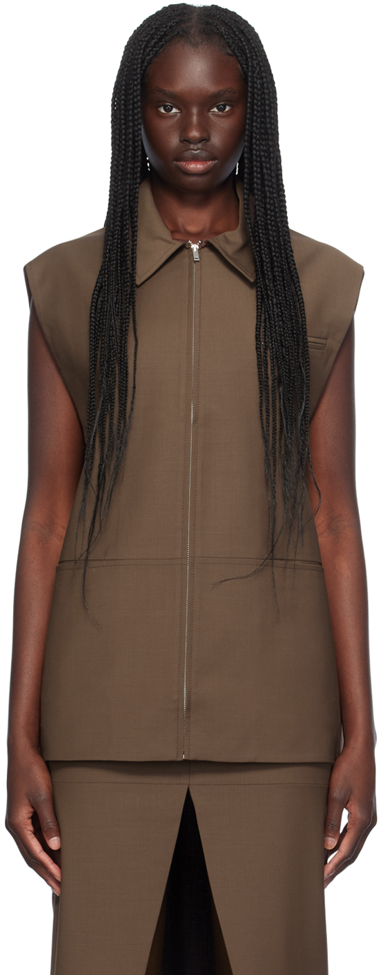 Shop Aya Muse Brown Castor Vest In Espresso