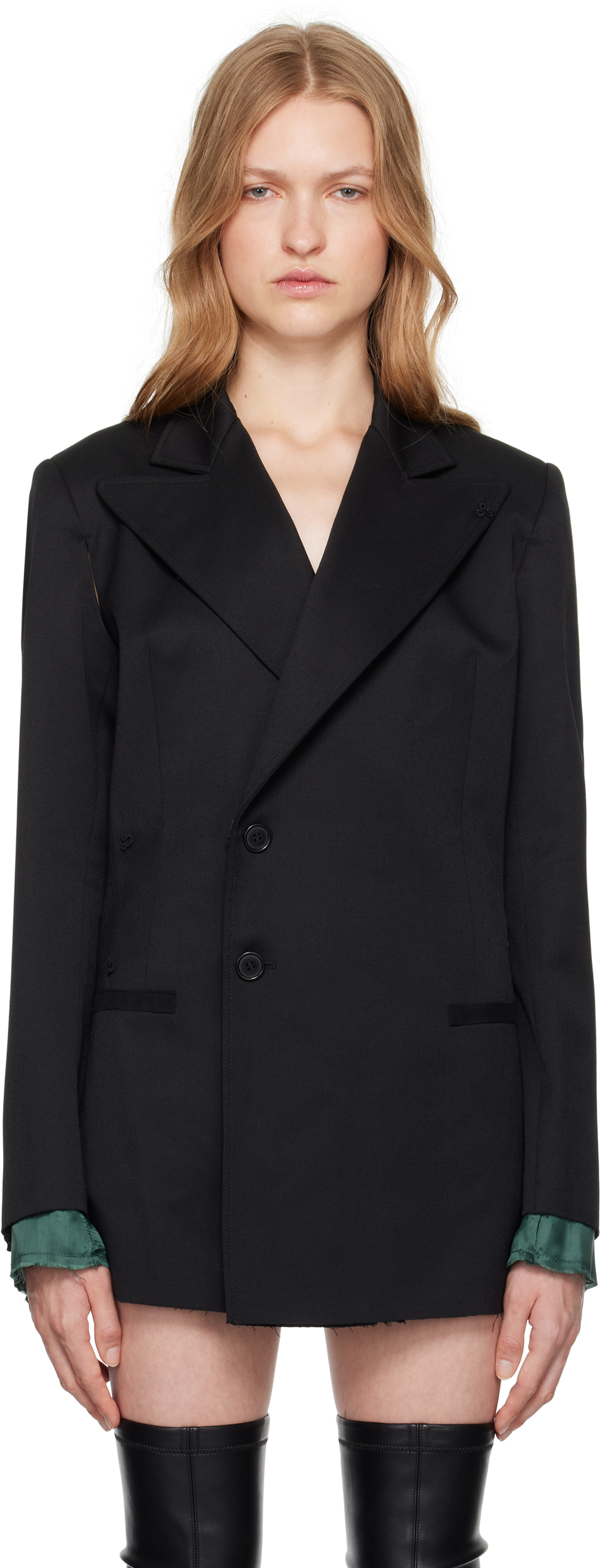 Shop Mm6 Maison Margiela Black Tailored Blazer In 900 Black