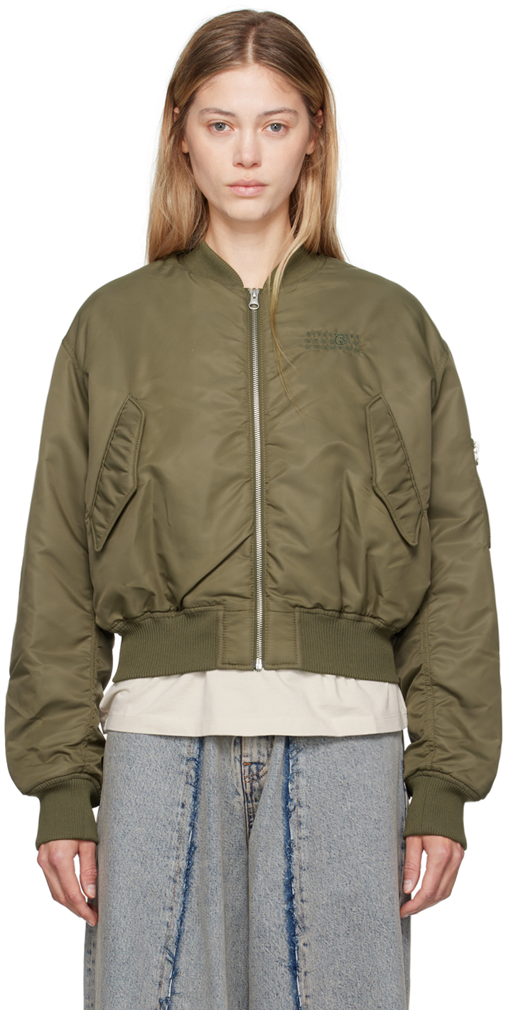 MM6 MAISON MARGIELA KHAKI EMBROIDERED BOMBER JACKET 