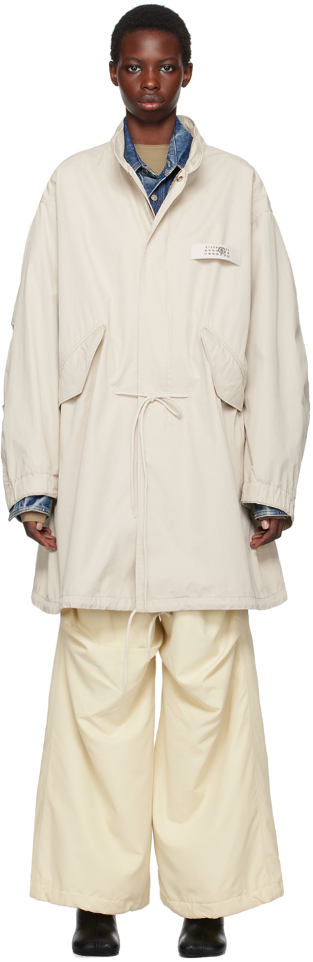 Beige Logo Patch Coat