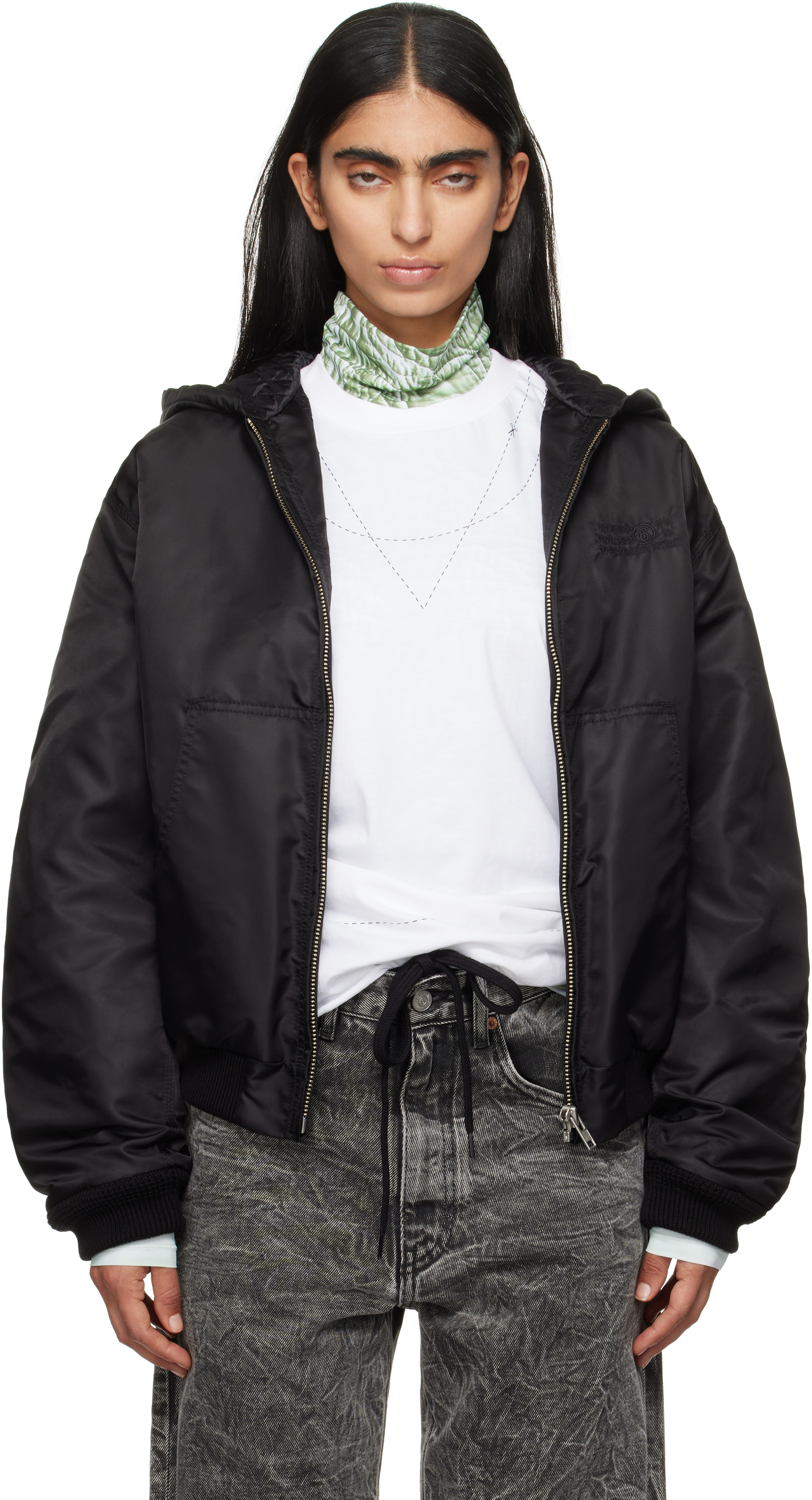 Shop Mm6 Maison Margiela Black Sport Bomber Jacket In 900 Black