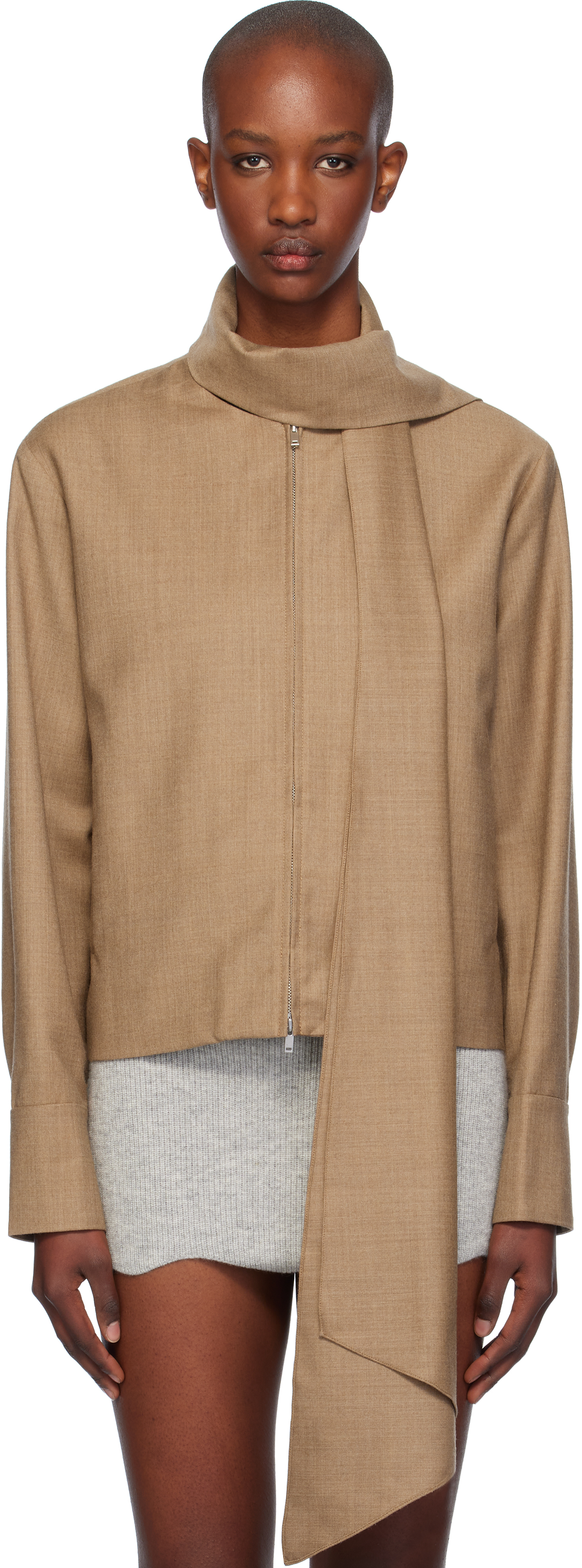 Shop Aya Muse Brown Nai Jacket In Taupe