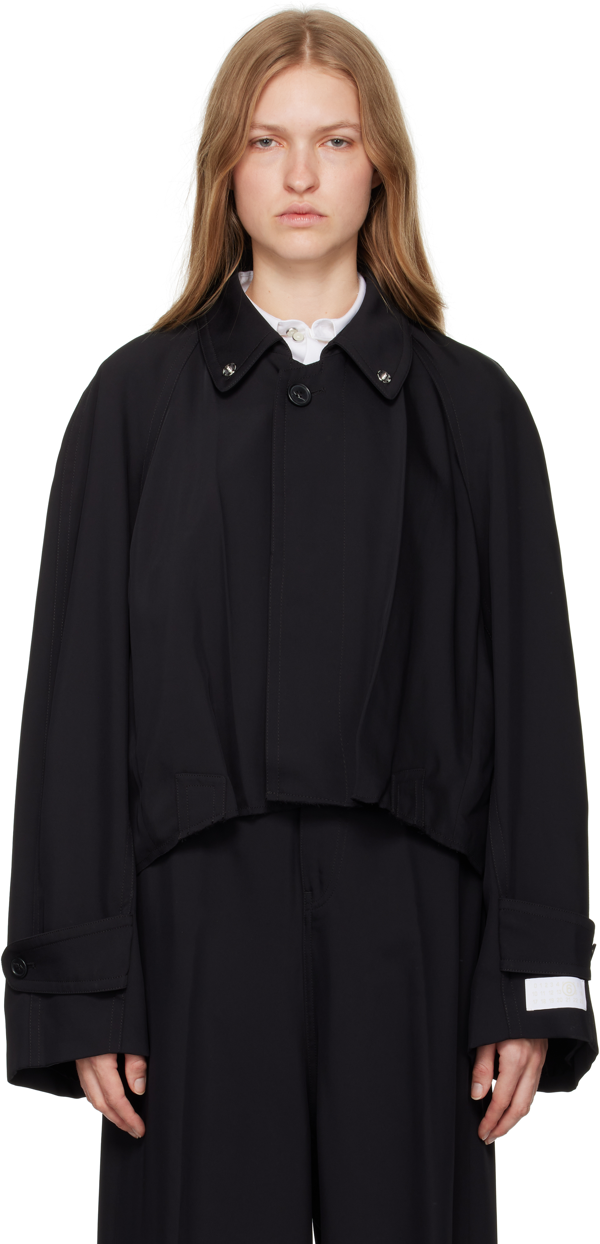 Shop Mm6 Maison Margiela Black Twill Jacket In 900 Black