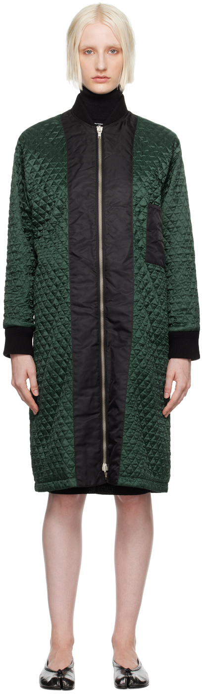 Green & Black Quilted Reversible Coat