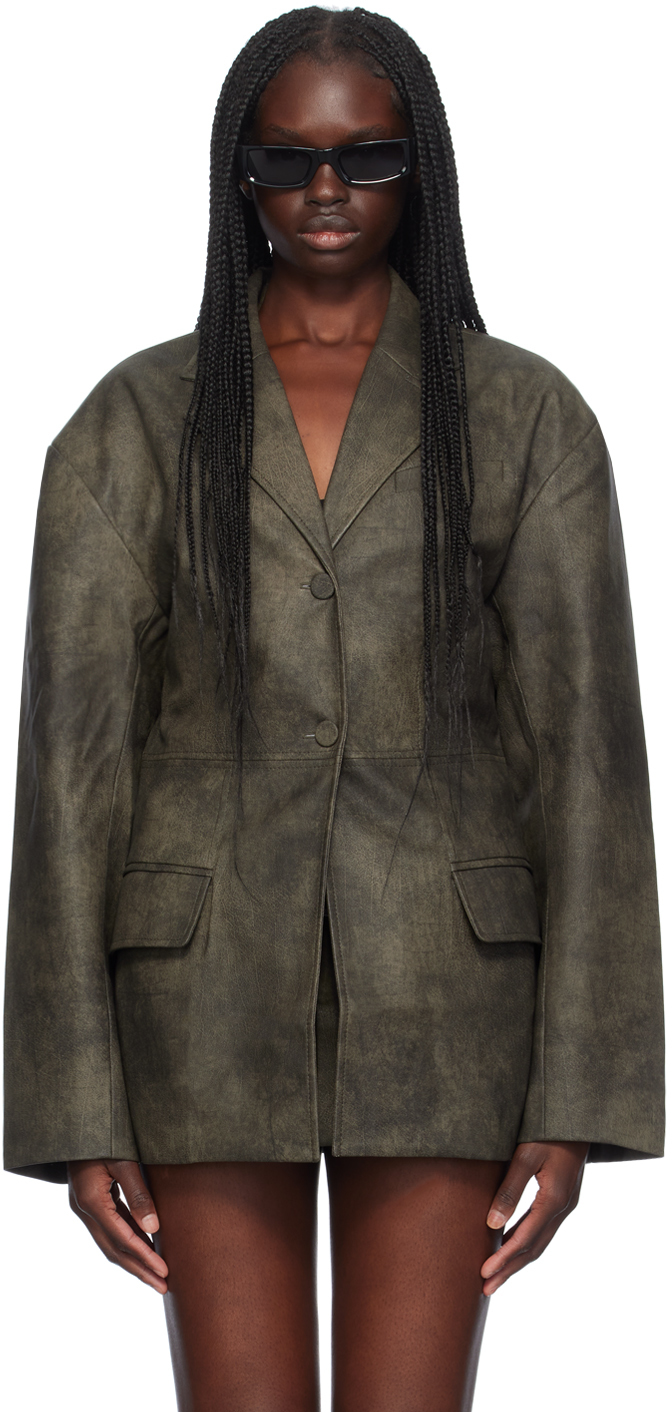 【関税込み】Aya Muse グレー Kaya フェイクレザー ジャケット Gray Kaya Faux-Leather Jacket by Aya Muse on Sale