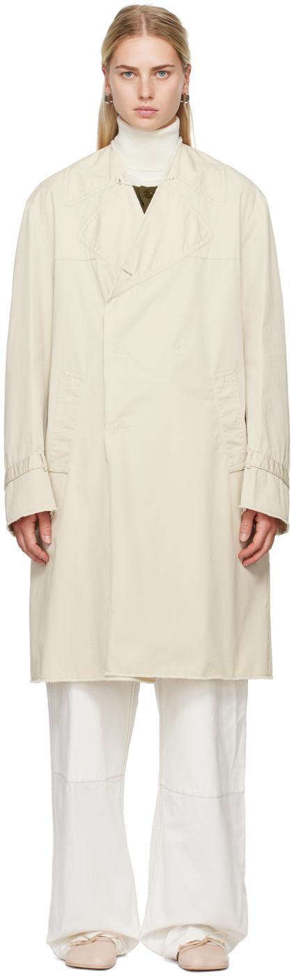 Beige Raw Edge Trench Coat by MM6 Maison Margiela on Sale