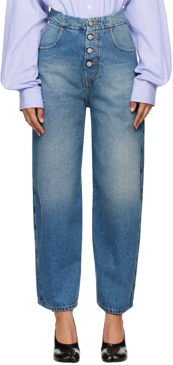 Blue Straight-Leg Jeans