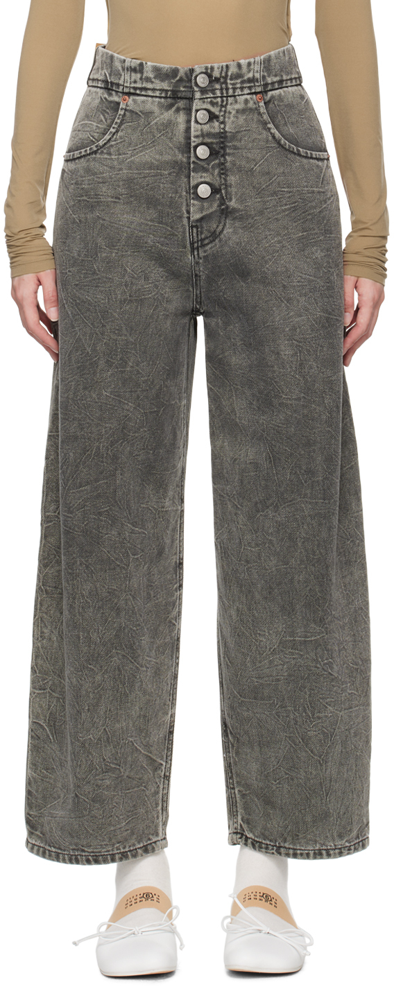 Shop Mm6 Maison Margiela Gray Crinkled Jeans In 860 Grey