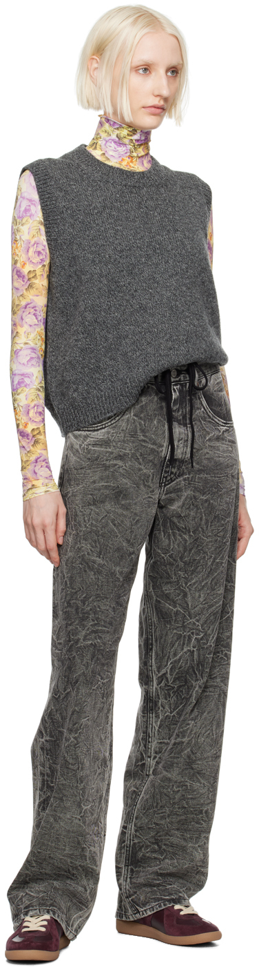 Mm6 Maison Margiela Logo Patch Wide Leg Jeans In 860 Grey