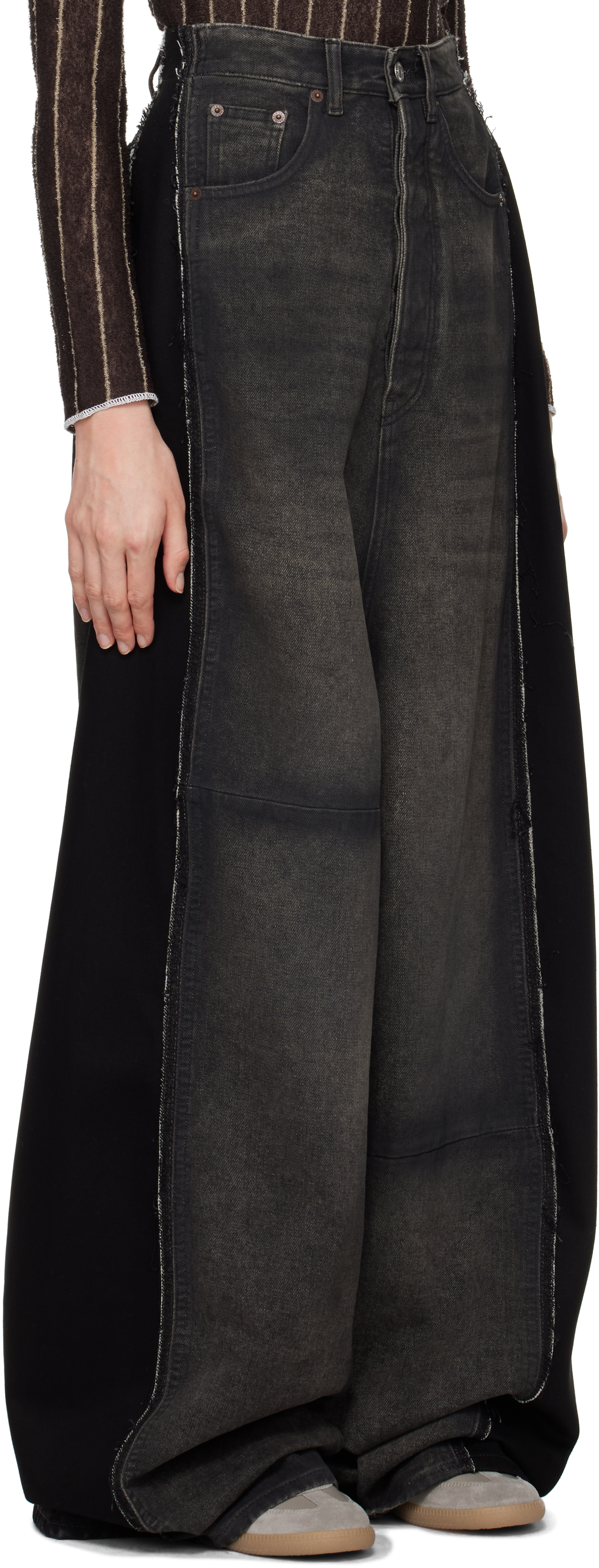 Shop Mm6 Maison Margiela Black 5 Pocket Jeans In 962 Wolf Grey