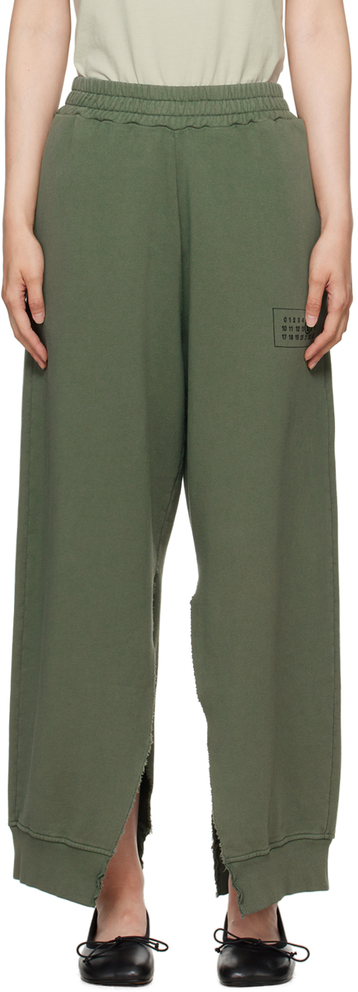 Shop Mm6 Maison Margiela Khaki Vented Sweatpants In 727 Moss