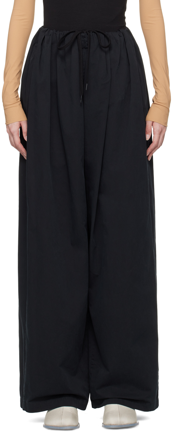 Mm6 Maison Margiela Black Gathered Trousers In 900 Black