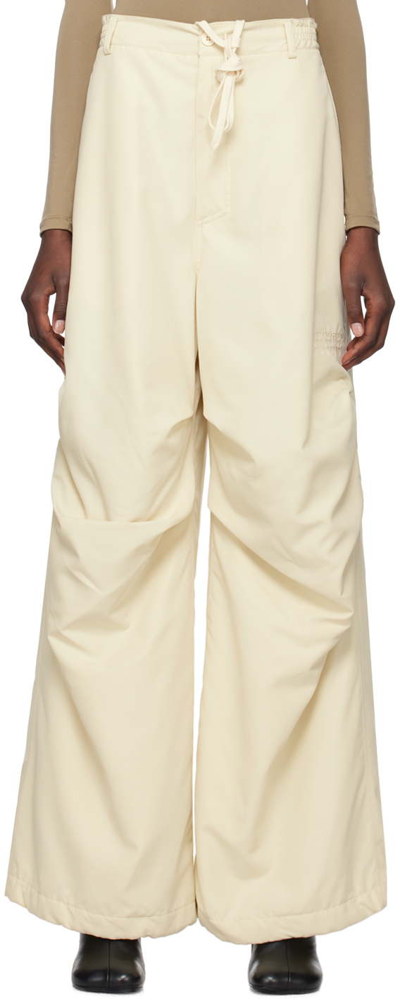 Off-White Wide-Leg Trousers by MM6 Maison Margiela on Sale Off-White Wide-Leg Trousers by MM6 Maison Margiela on Sale