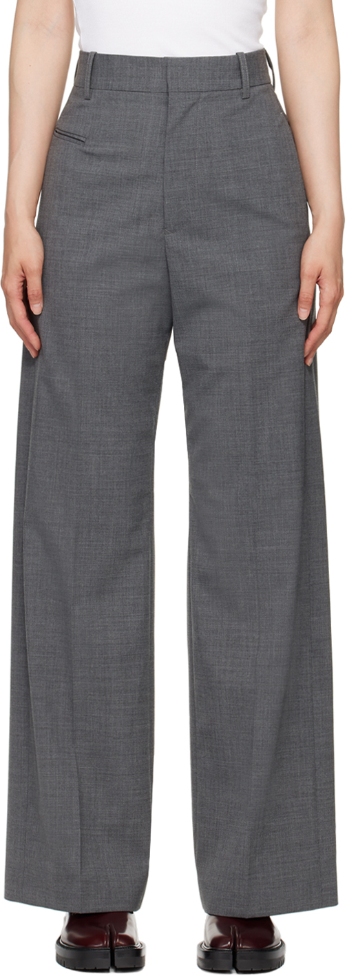 Shop Mm6 Maison Margiela Gray Stitch Trousers In 859m Grey Melange