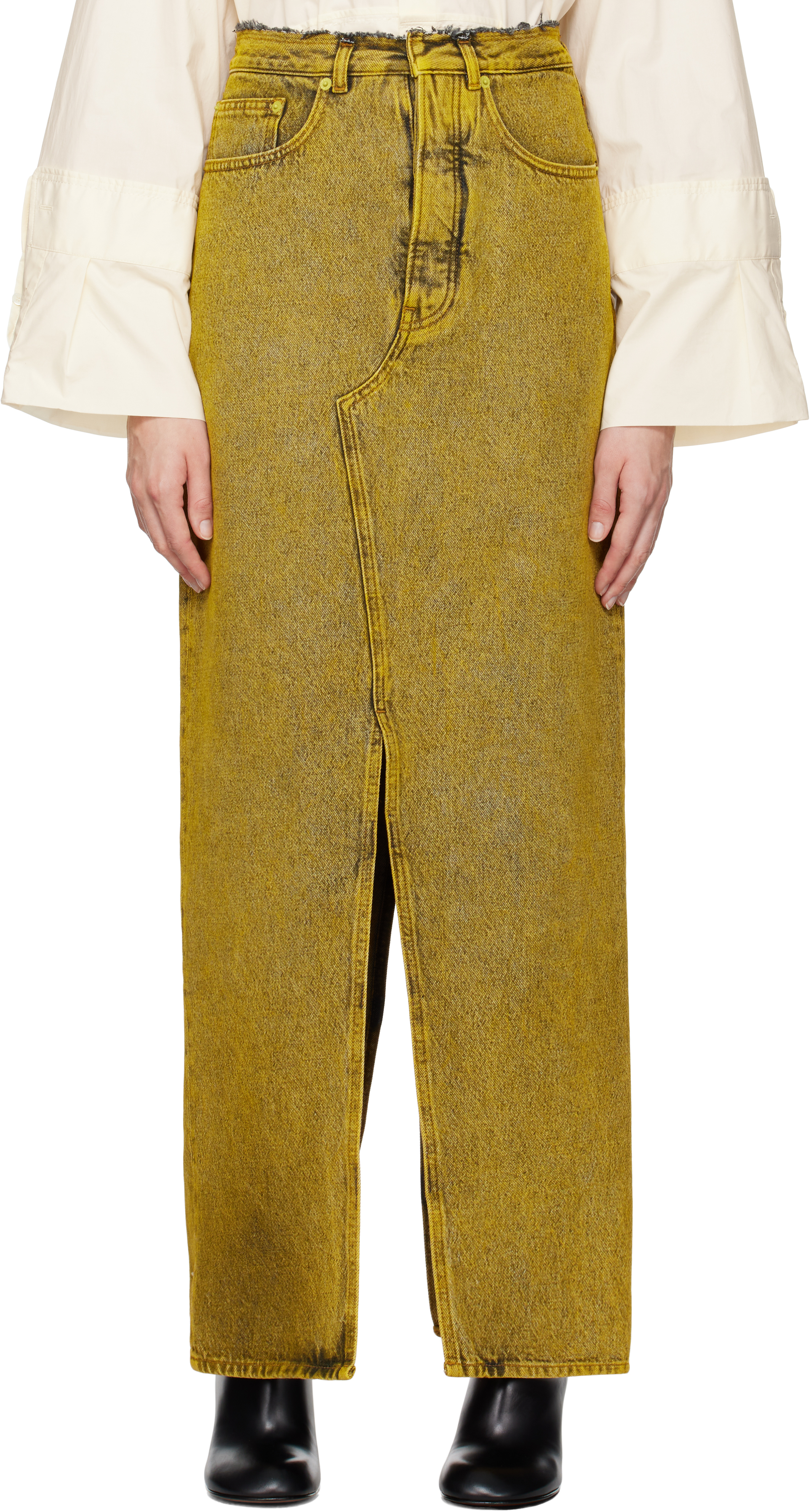 MM6 Margiela イエロー ロングスカート サイズ40 MM6 Maison Margielaのイエロー Long デニム マキシスカートが