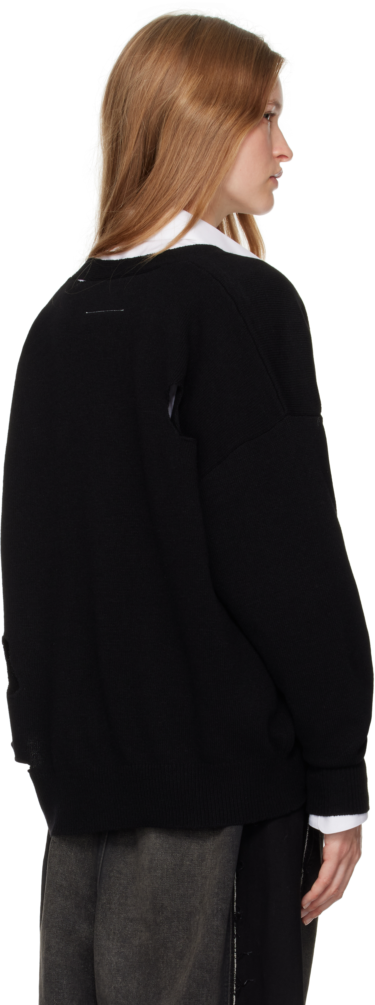 Mm6 Maison Margiela Black Cut Outs Cardigan In 900s Black