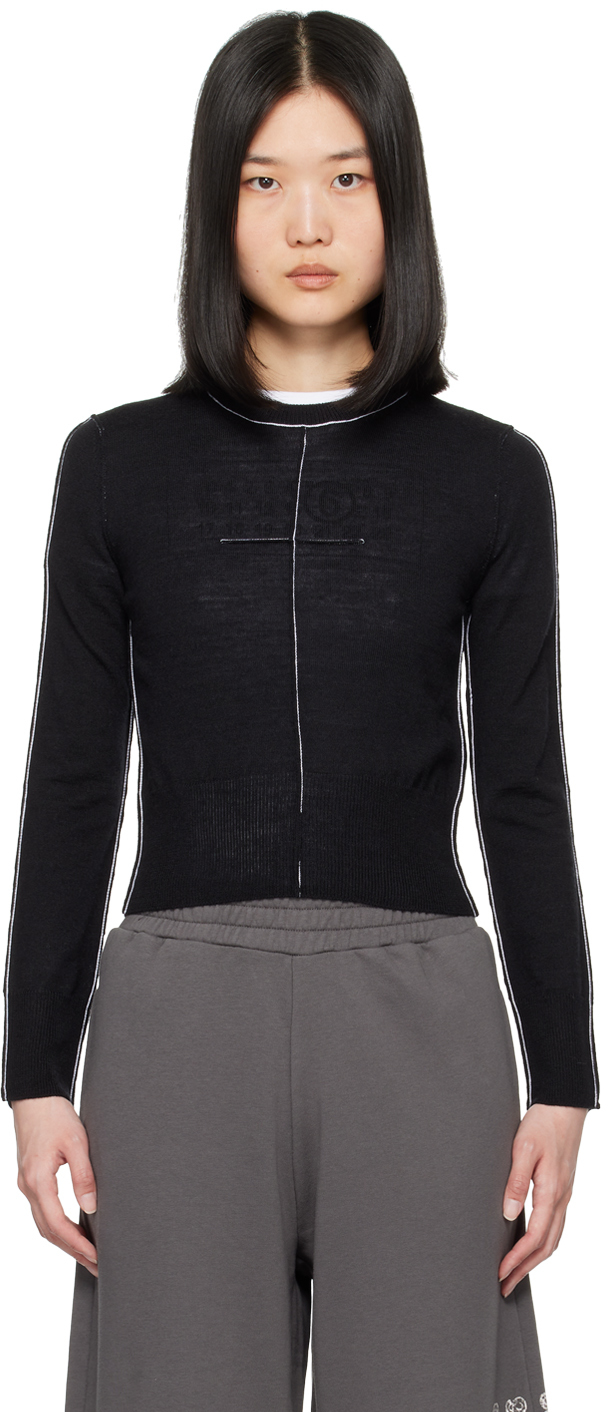 Mm6 Maison Margiela Black Inverted Seam Sweater In 900 Black