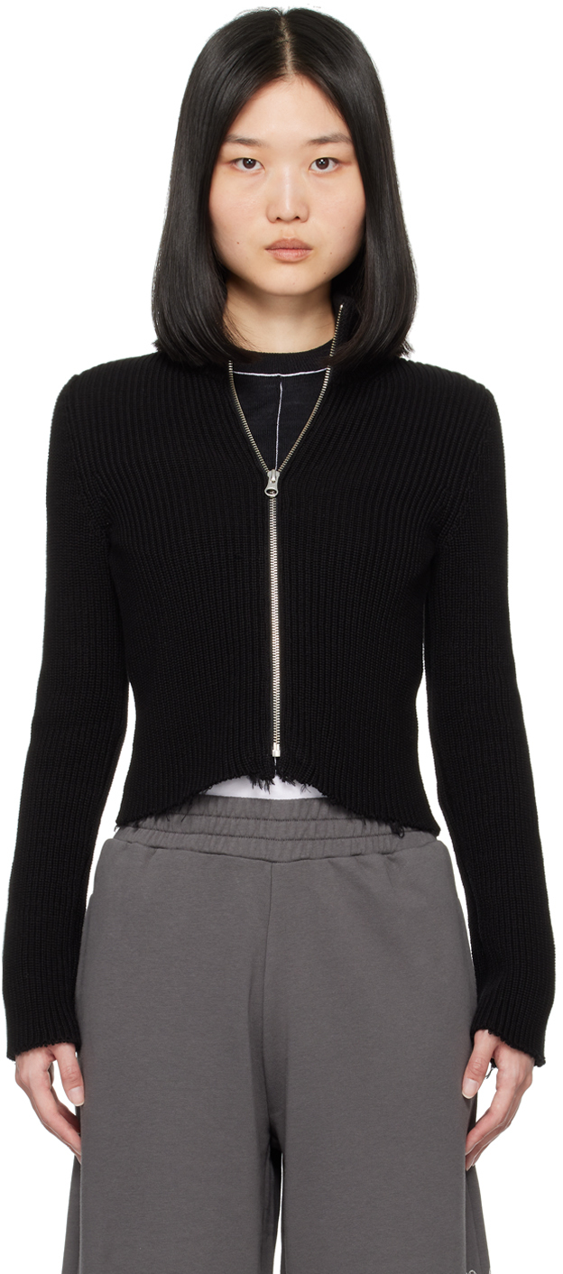Mm6 Maison Margiela Black Ribbed Sweater In 900 Black