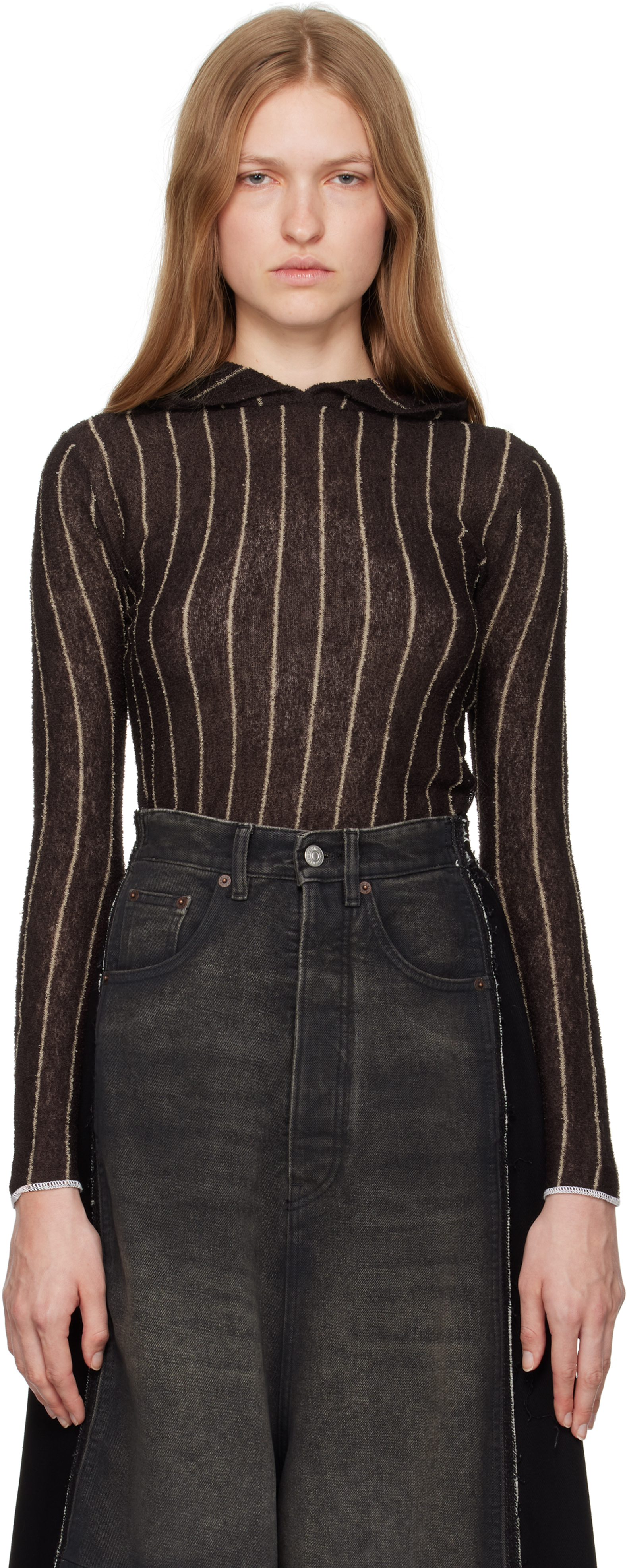 Brown Pinstripes Underpinning Hoodie