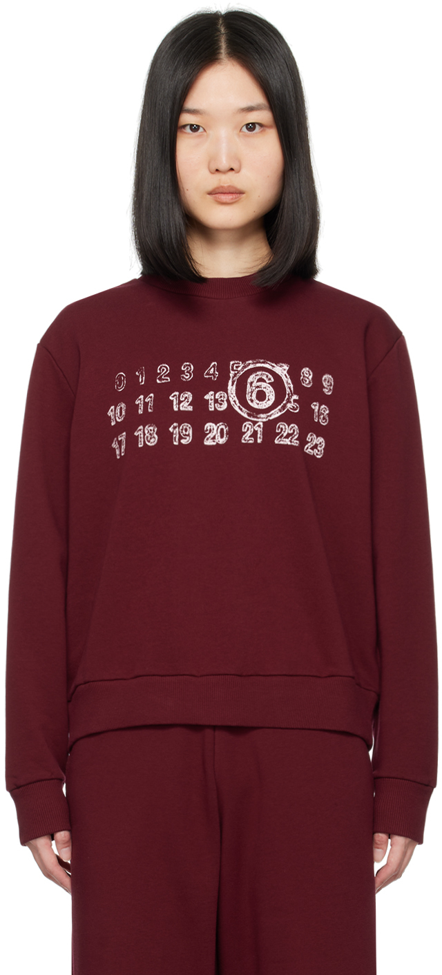 Mm6 Maison Margiela Burgundy Printed Sweatshirt In 248 Burgundy