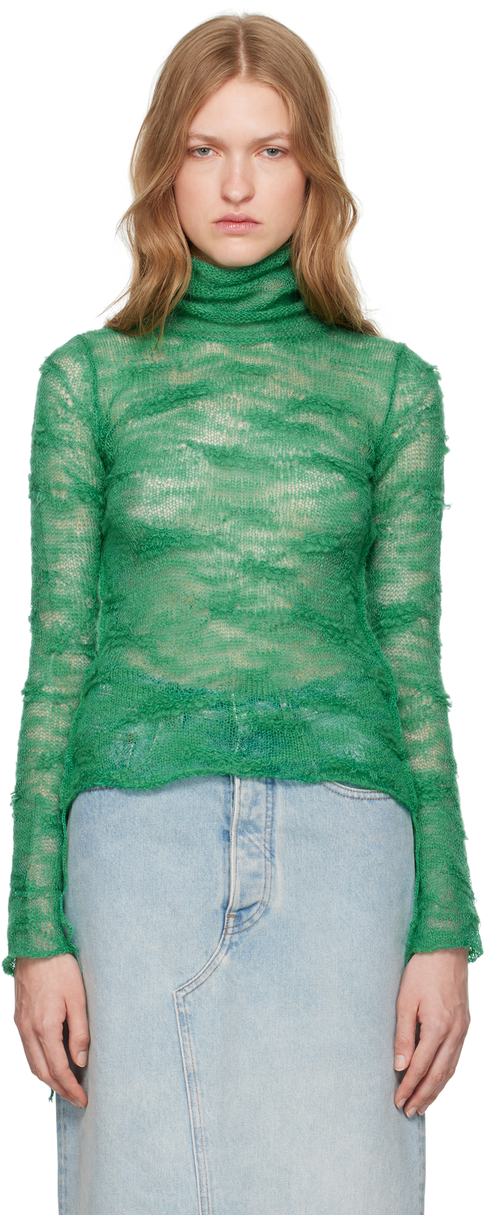 Green Numeric Turtleneck by MM6 Maison Margiela on Sale Green Numeric Turtleneck by MM6 Maison Margiela on Sale