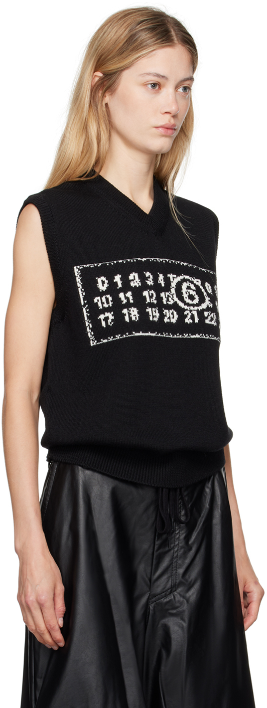 Mm6 Maison Margiela Black Jacquard Logo Vest In 900j Black Jacquard