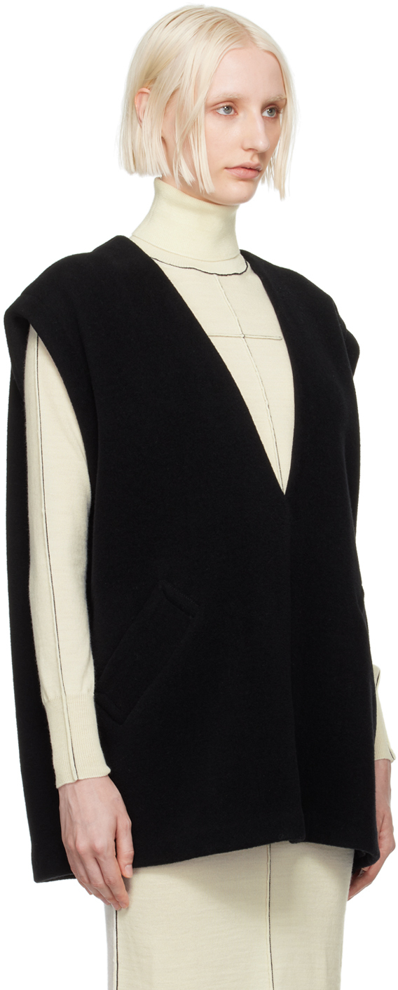 Mm6 Maison Margiela Black Plunging V-neck Vest In 900 Black