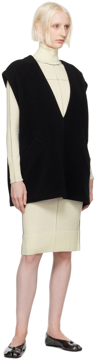 Mm6 Maison Margiela Black Plunging V-neck Vest In 900 Black