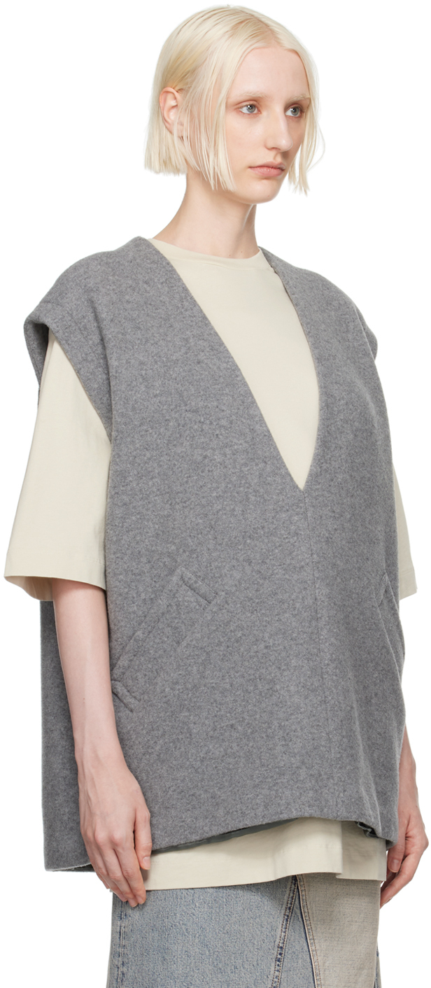 Mm6 Maison Margiela Mm6 By Maison Margiela Oversized Wool Blend Vest In 815m Light Grey