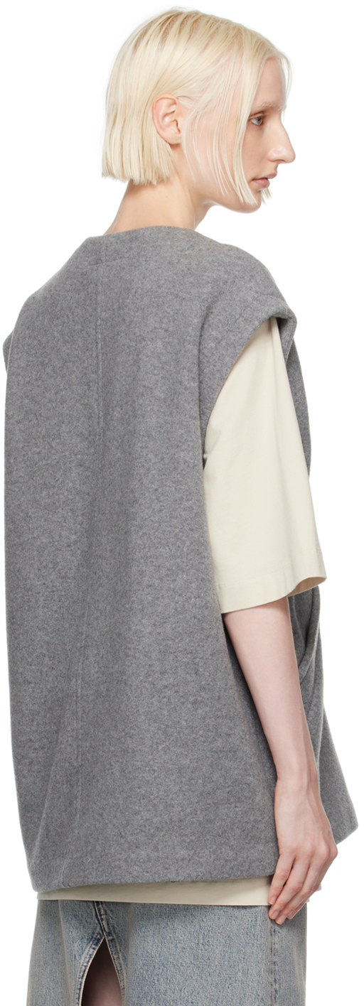 Mm6 Maison Margiela Mm6 By Maison Margiela Oversized Wool Blend Vest In 815m Light Grey