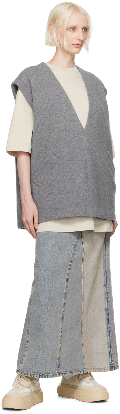 Mm6 Maison Margiela Mm6 By Maison Margiela Oversized Wool Blend Vest In 815m Light Grey