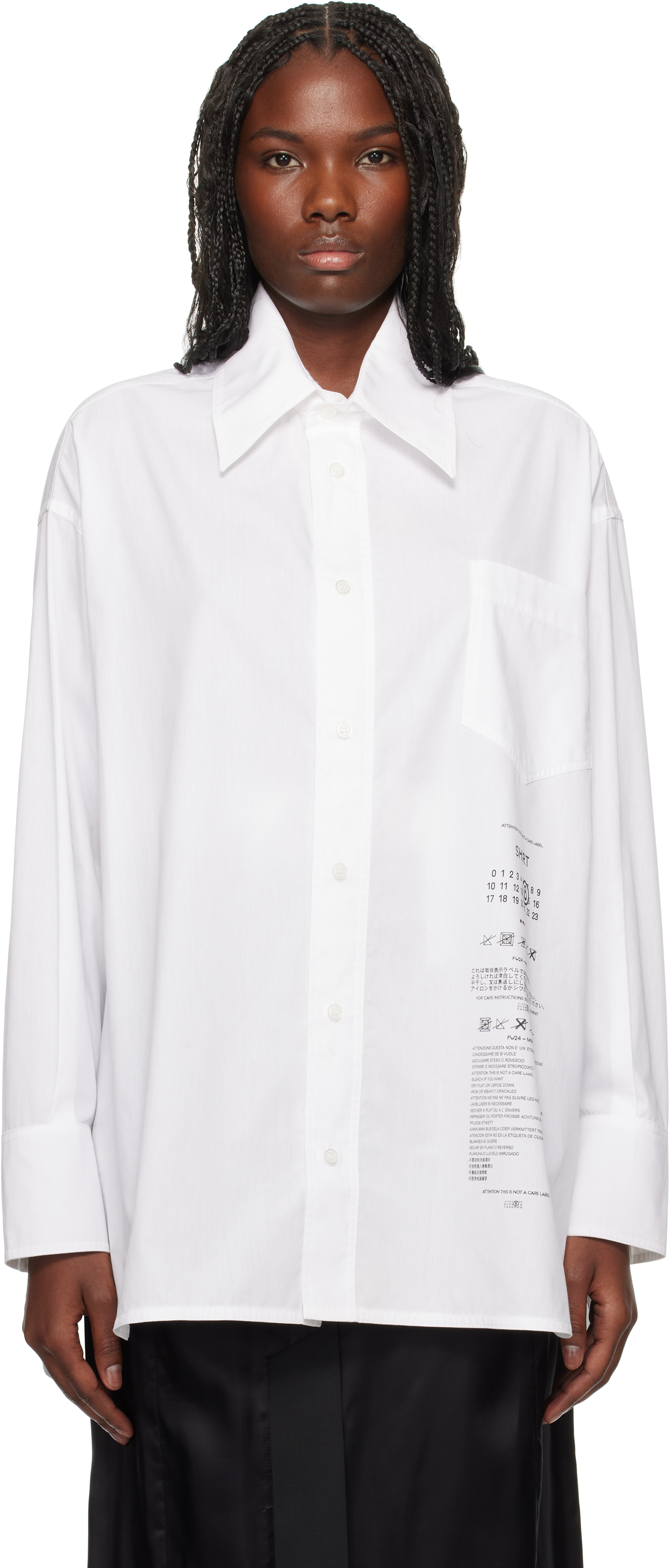 Mm6 Maison Margiela White Poplin Shirt In 100 White