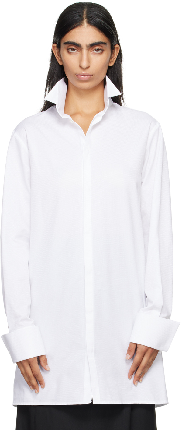 White Spread Collar Shirt