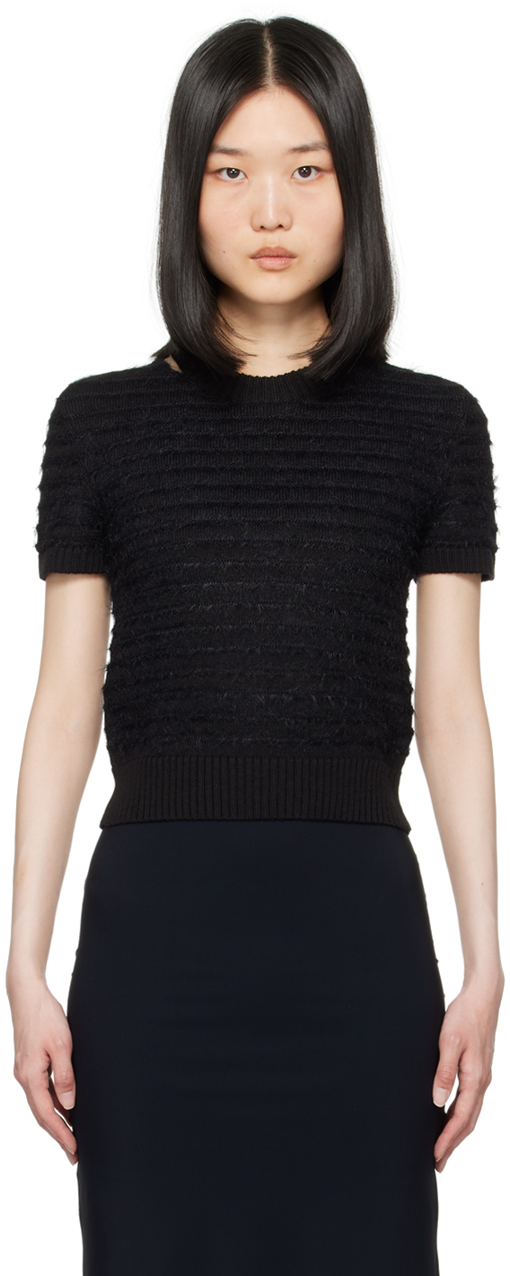 Mm6 Maison Margiela Black Striped Sweater In 961 Black-black