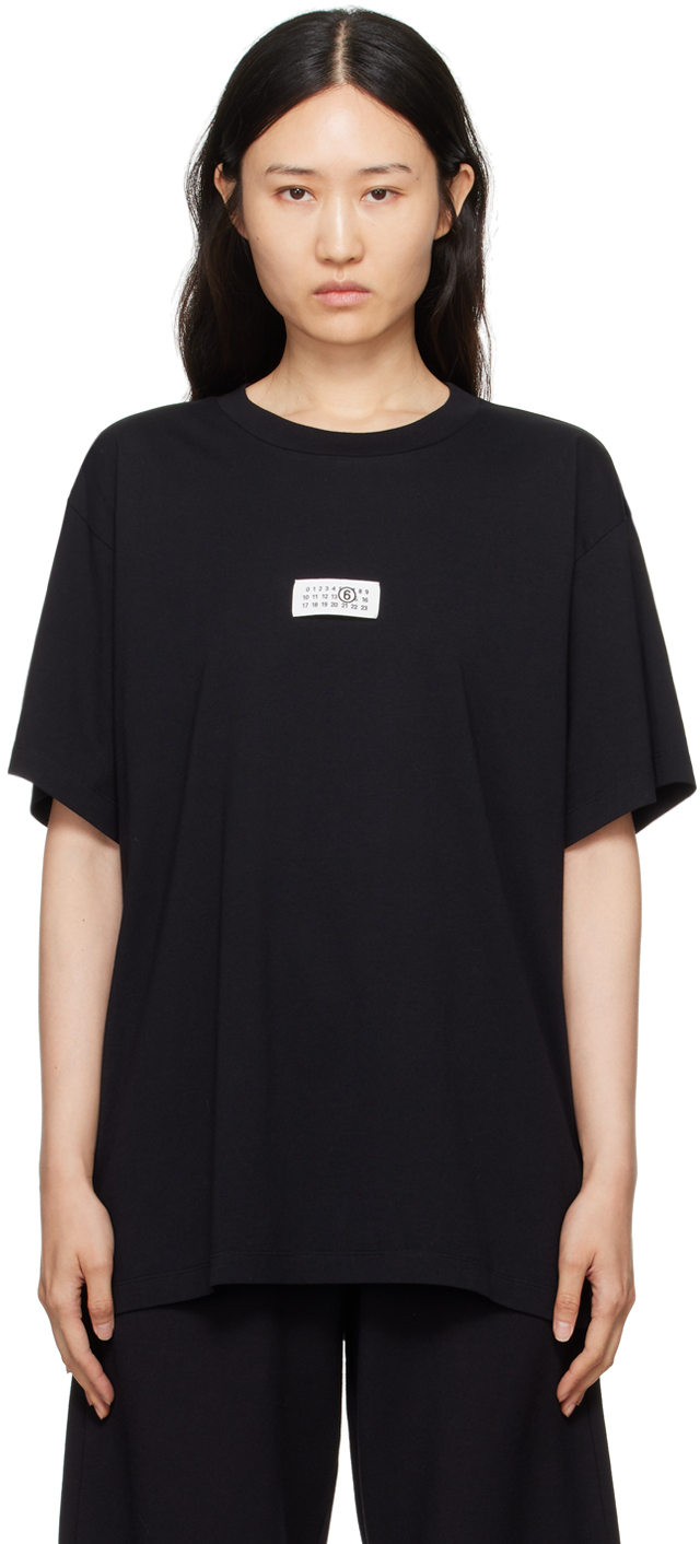 Shop Mm6 Maison Margiela Black Patch T-shirt In 900 Black