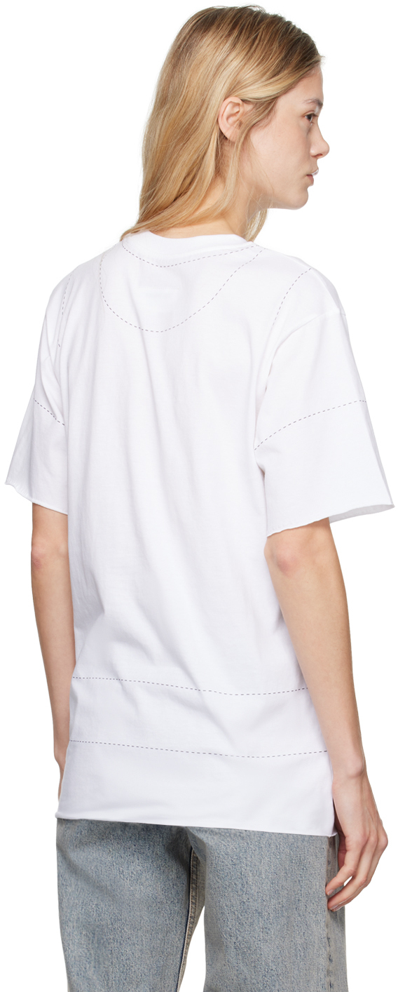 Mm6 Maison Margiela White Stitch Line T-shirt In 100 White