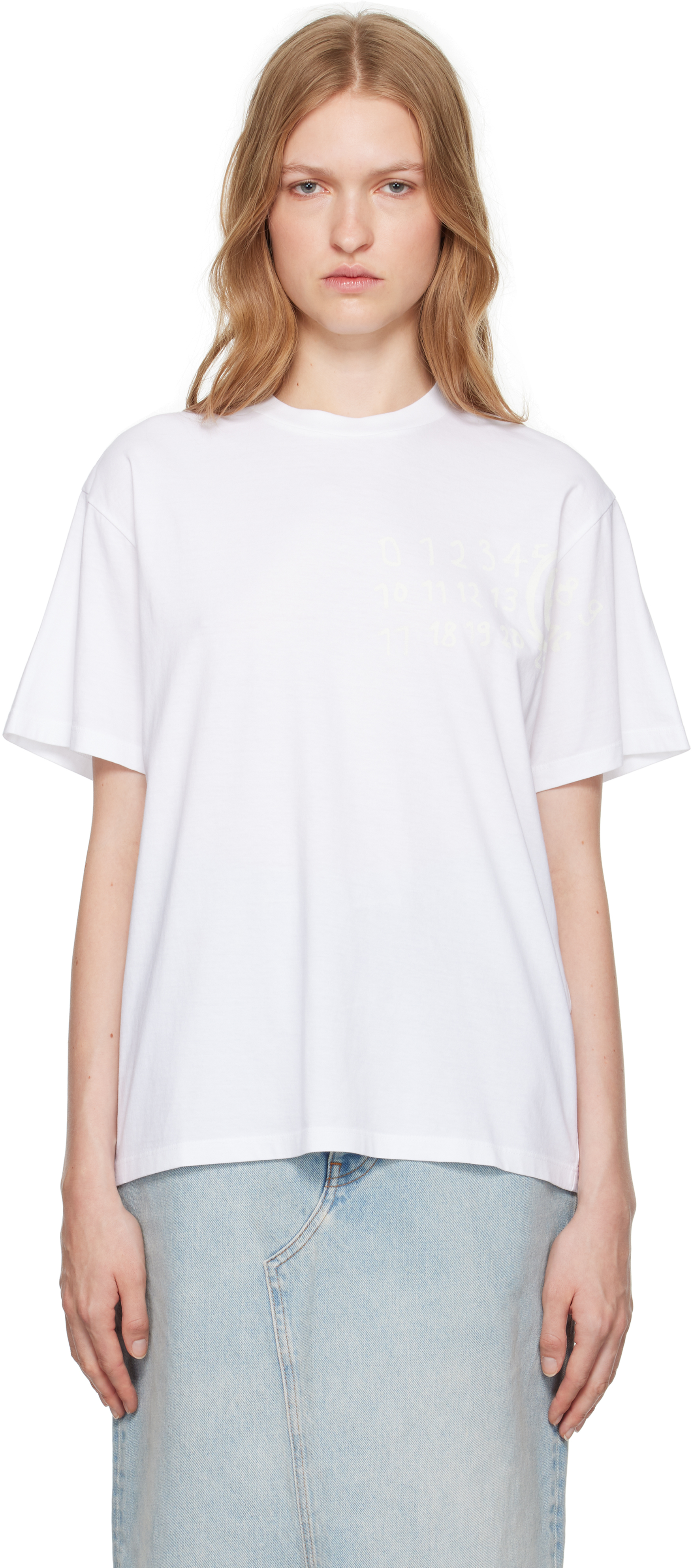 Shop Mm6 Maison Margiela White Numeric Dropped-shoulder T-shirt In 100 Optic White