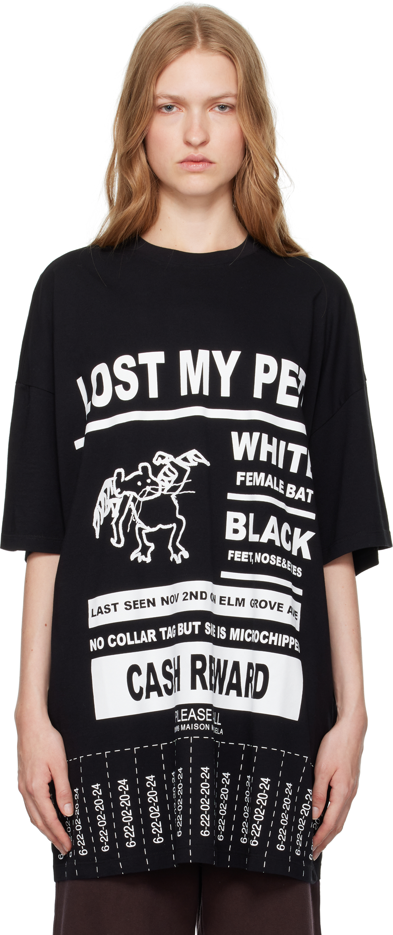 Shop Mm6 Maison Margiela Black 'lost Pet' T-shirt In 900 Black