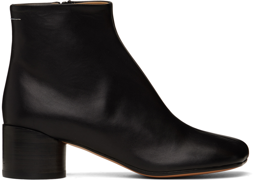 ショートブーツ・ブーティ MM6 MAISON MARGIELA LEATHER ANKLE BOOTS Black Anatomic Ankle Boots by MM6 Maison Margiela on Sale