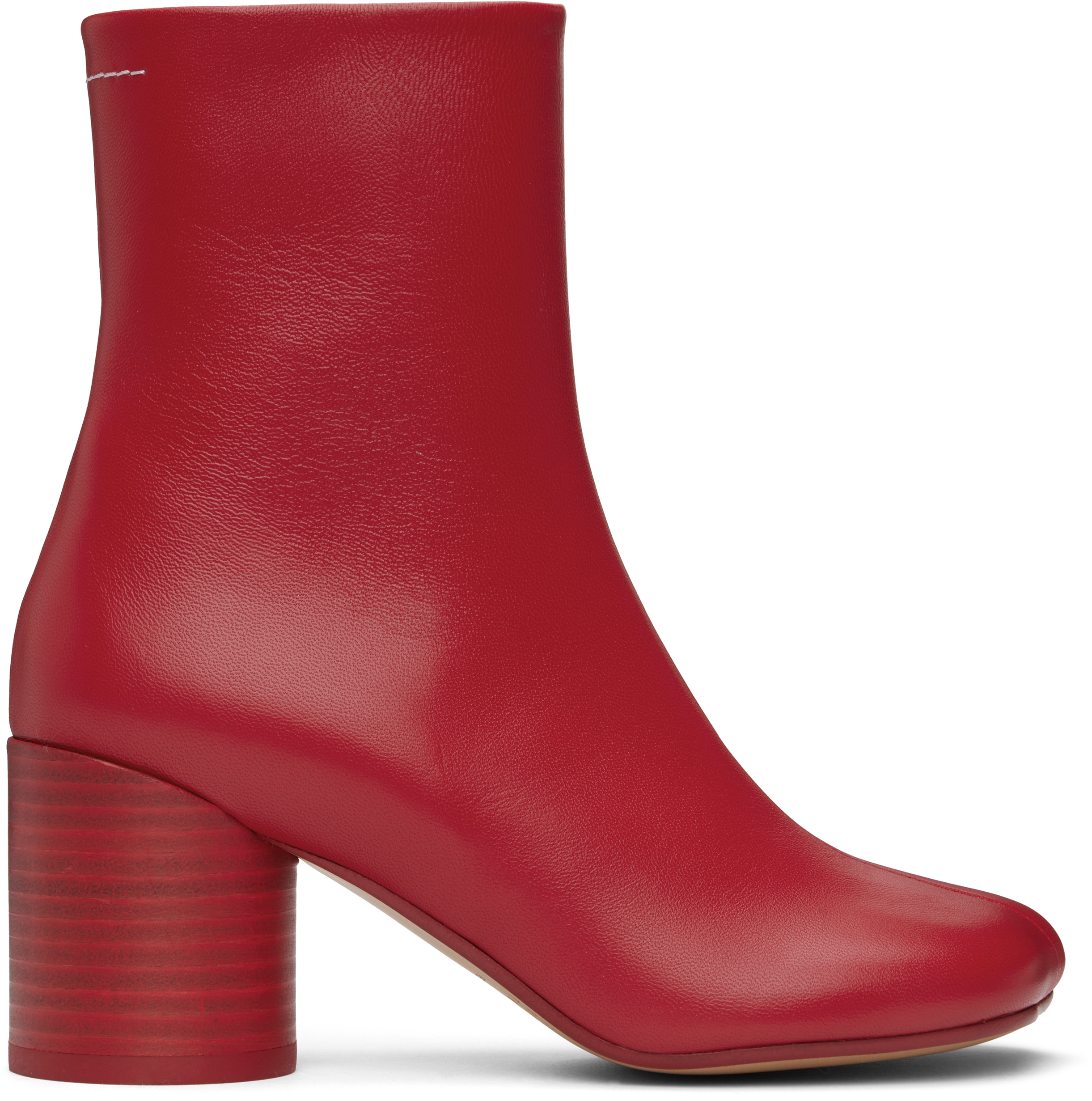 Shop Mm6 Maison Margiela Red Anatomic Ankle Boots In T4032 Fiery Red