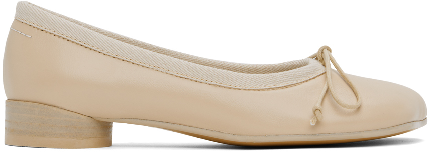 Mm6 Maison Margiela Beige Anatomic Classic Ballerina Flats In T2084 Shifting Sand