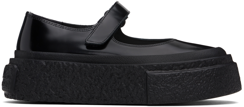 Black Platform Court Ballerina Flats by MM6 Maison Margiela