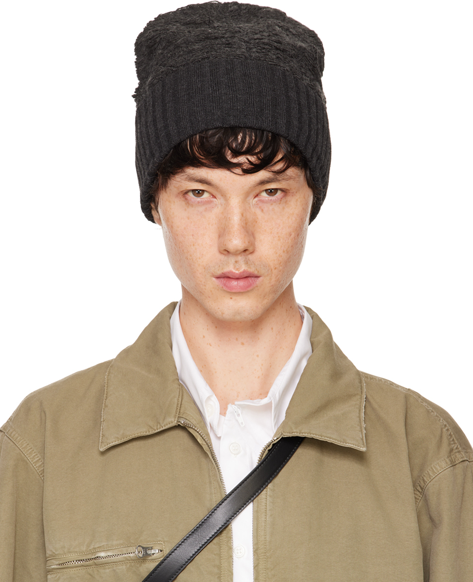 Mm6 Maison Margiela Grey Acrylic & Virgin Wool Beanie In 855m Dark Grey Melan