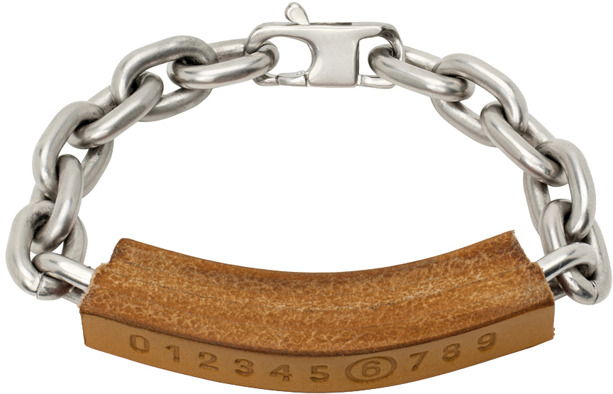 Shop Mm6 Maison Margiela Silver Chain Bracelet In 966 Palladio Buratta