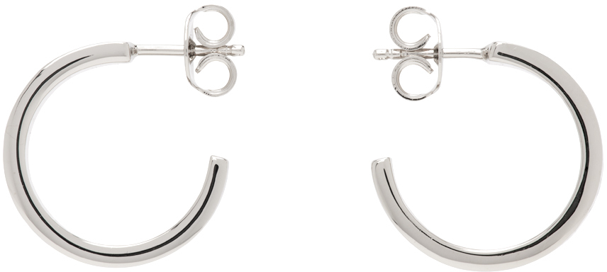 MM6 Maison Margiela: Silver Logo Earrings | SSENSE